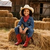 image:imageDREAM PAIRS Cowgirl Cowboy Western Boots Girls Mid Calf Riding Shoes Little KidBig KidRed