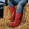 image:imageDREAM PAIRS Cowgirl Cowboy Western Boots Girls Mid Calf Riding Shoes Little KidBig KidRed