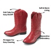image:imageDREAM PAIRS Cowgirl Cowboy Western Boots Girls Mid Calf Riding Shoes Little KidBig KidRed