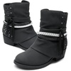 image:imageDREAM PAIRS Girls Ankle Boots Side Zipper Low Heels Boots Little KidBig KidBlackSilver