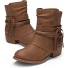 image:imageDREAM PAIRS Girls Ankle Boots Side Zipper Low Heels Boots Little KidBig KidCamel