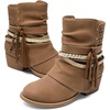 image:imageDREAM PAIRS Girls Ankle Boots Side Zipper Low Heels Boots Little KidBig KidCamelGold