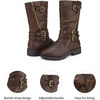 image:imageDREAM PAIRS Girls Buckle Zipper Knee High Winter BootsBrown
