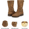 image:imageDREAM PAIRS Girls Buckle Zipper Knee High Winter BootsCamel