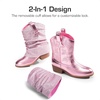 image:imageDREAM PAIRS Girls Cowboy Cowgirl Boots 2in1 Western Removable Cuff Fold Over Embroidered Fashion Mid Calf ShoesPink