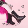 image:imageDREAM PAIRS Girls Faux Fur Lining Knee High Winter Motorcycle Riding Boots ToddlerLittle KidBig KidBlack