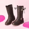 image:imageDREAM PAIRS Girls Faux Fur Lining Knee High Winter Motorcycle Riding Boots ToddlerLittle KidBig KidBrown