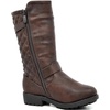 image:imageDREAM PAIRS Girls Faux Fur Lining Knee High Winter Motorcycle Riding Boots ToddlerLittle KidBig KidBrown