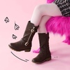 image:imageDREAM PAIRS Girls Faux Fur Lining Knee High Winter Motorcycle Riding Boots ToddlerLittle KidBig KidBrown