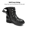 image:imageDREAM PAIRS Girls Glitter Ankle Boots Warm and Soft Velvet Lining with Side Zipper for ToddlerLittle KidBig KidAll Black