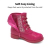 image:imageDREAM PAIRS Girls Glitter Ankle Boots Warm and Soft Velvet Lining with Side Zipper for ToddlerLittle KidBig KidFuchsia
