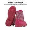 image:imageDREAM PAIRS Girls Glitter Ankle Boots Warm and Soft Velvet Lining with Side Zipper for ToddlerLittle KidBig KidFuchsia