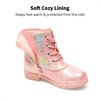image:imageDREAM PAIRS Girls Glitter Ankle Boots Warm and Soft Velvet Lining with Side Zipper for ToddlerLittle KidBig KidPinkRainbow