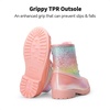 image:imageDREAM PAIRS Girls Glitter Ankle Boots Warm and Soft Velvet Lining with Side Zipper for ToddlerLittle KidBig KidPinkRainbow