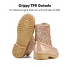 image:imageDREAM PAIRS Girls Glitter Ankle Boots Warm and Soft Velvet Lining with Side Zipper for ToddlerLittle KidBig KidRoseGold