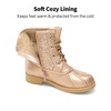 image:imageDREAM PAIRS Girls Glitter Ankle Boots Warm and Soft Velvet Lining with Side Zipper for ToddlerLittle KidBig KidRoseGold