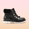 image:imageDREAM PAIRS Girls Kids Side Zipper Lace up Faux Fur Ankle BootsBlackPu