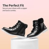 image:imageDREAM PAIRS Girls Kids Side Zipper Lace up Faux Fur Ankle BootsBlackPu
