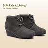 image:imageDREAM PAIRS Girls Low Wedge Heel Booties Side Zipper Ankle Boots ToddlerLittle KidBig KidGrey