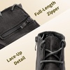 image:imageDREAM PAIRS Girls Low Wedge Heel Booties Side Zipper Ankle Boots ToddlerLittle KidBig KidGrey