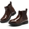image:imageDREAM PAIRS Girls Side Zipper Chelsea Ankle Boots Little KidBig KidBrownPat