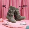 image:imageDREAM PAIRS Girls Winter Snow Boots Faux Fur Lined Mid Calf ShoesGreyPu