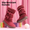 image:imageDREAM PAIRS Girls Winter Snow Boots Faux Fur Lined Mid Calf ShoesRed