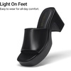 image:imageDREAM PAIRS High Chunky Platform Heels for Women Fashion Comfort Slip on Square Open Toe Block Heel SandalsBlackpu