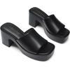 image:imageDREAM PAIRS High Chunky Platform Heels for Women Fashion Comfort Slip on Square Open Toe Block Heel SandalsBlackpu