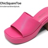 image:imageDREAM PAIRS High Chunky Platform Heels for Women Fashion Comfort Slip on Square Open Toe Block Heel SandalsHot Pinkpu