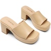 image:imageDREAM PAIRS High Chunky Platform Heels for Women Fashion Comfort Slip on Square Open Toe Block Heel SandalsNudepu