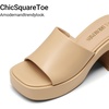image:imageDREAM PAIRS High Chunky Platform Heels for Women Fashion Comfort Slip on Square Open Toe Block Heel SandalsNudepu