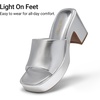 image:imageDREAM PAIRS High Chunky Platform Heels for Women Fashion Comfort Slip on Square Open Toe Block Heel SandalsSilverpu