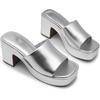 image:imageDREAM PAIRS High Chunky Platform Heels for Women Fashion Comfort Slip on Square Open Toe Block Heel SandalsSilverpu