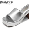 image:imageDREAM PAIRS High Chunky Platform Heels for Women Fashion Comfort Slip on Square Open Toe Block Heel SandalsSilverpu