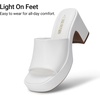 image:imageDREAM PAIRS High Chunky Platform Heels for Women Fashion Comfort Slip on Square Open Toe Block Heel SandalsWhitepu