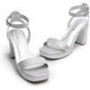 image:imageDREAM PAIRS Platform Heels for Women High Block Chunky Open Toe Ankle Strap Heels Fashion Wedding Party Evening Prom Dance Dress Pump Sandals ShoesSilverglitter