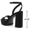 image:imageDREAM PAIRS Platform High Heels for Women Chunky Round Open Toe Ankle Strap Stylish Heeled Sandals for Party Prom WeddingBlacksuede