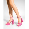 image:imageDREAM PAIRS Platform High Heels for Women Chunky Round Open Toe Ankle Strap Stylish Heeled Sandals for Party Prom WeddingHot Pinkpu