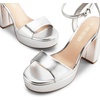 image:imageDREAM PAIRS Platform High Heels for Women Chunky Round Open Toe Ankle Strap Stylish Heeled Sandals for Party Prom WeddingSilverpu
