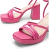 image:imageDREAM PAIRS Strappy Heels for Women Platform Chunky High 3inch Heeled Sandals with Square Open Toe Ankle Buckle for Graduation Party Prom Daily WeddingHot Pinkpu