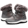image:imageDREAM PAIRS Waterproof Snow Boots for Women Faux Fur Cozy Warm Insulated Winter Boots Lace Up MidCalf Outdoor Shoes for Walking Hiking HesperaDark Grey