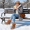 image:imageDREAM PAIRS Waterproof Snow Boots for Women Faux Fur Cozy Warm Insulated Winter Boots Lace Up MidCalf Outdoor Shoes for Walking Hiking HesperaTan