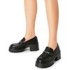 image:imageDREAM PAIRS Women Loafers Platform Chunky Heel Slip On Lug Sole Casual Dressy Office Business ShoesBlackpu
