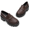 image:imageDREAM PAIRS Women Loafers Platform Chunky Heel Slip On Lug Sole Casual Dressy Office Business ShoesDark Brown
