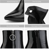 image:imageDREAM PAIRS Womens Chunky Heel Ankle Booties Pointed Toe Short BootsBlackPat