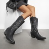 image:imageDREAM PAIRS Womens Cowboy Cowgirl Boots Embroidered Pointed Toe Low Heel Western Mid Calf Boot for Theme Party Country ConcertBlack