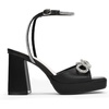 image:imageDREAM PAIRS Womens Double Bowknots Platform Chunky Heels Rhinestone High Square Toe Dress Sandals for Wedding Bridal PartyBlackpu