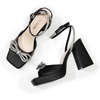 image:imageDREAM PAIRS Womens Double Bowknots Platform Chunky Heels Rhinestone High Square Toe Dress Sandals for Wedding Bridal PartyBlackpu