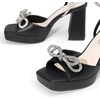 image:imageDREAM PAIRS Womens Double Bowknots Platform Chunky Heels Rhinestone High Square Toe Dress Sandals for Wedding Bridal PartyBlackpu